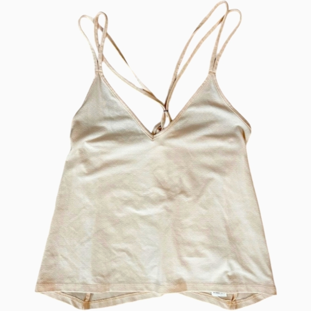 Topshop Light Pink Double Strap Criss Cross V-back Cami Tank Top w Ring Detail